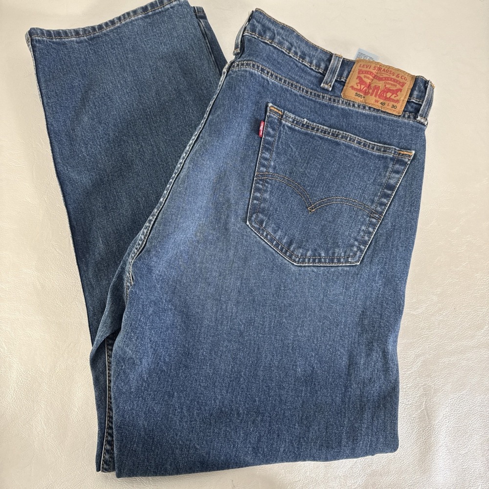 Levi's 505 Regular Fit Jeans Mens 40x30 Blue Medium Wash Straight Leg Denim